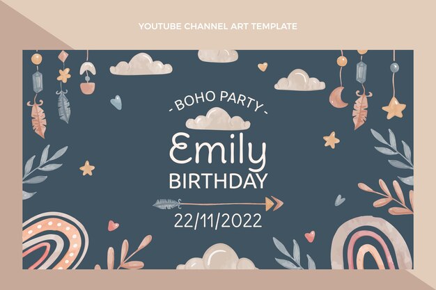 Arte del canal de youtube de acuarela bohobirthday