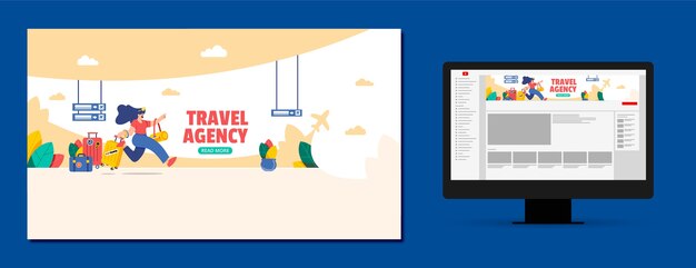 Arte de canal de youtube de agencia de viajes dibujado a mano