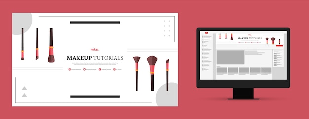 Vector gratuito arte de canal de youtube de artista de maquillaje mínimo