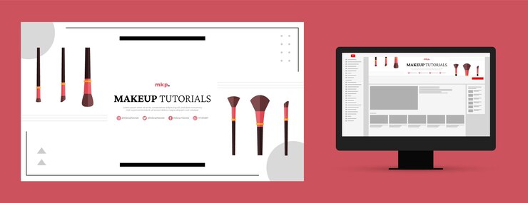 Vector gratuito arte de canal de youtube de artista de maquillaje mínimo