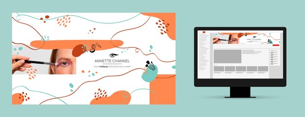 Arte de canal de youtube de artista de maquillaje de textura dibujada a mano