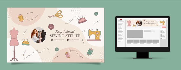 Arte de canal de youtube de atelier de moda dibujado a mano