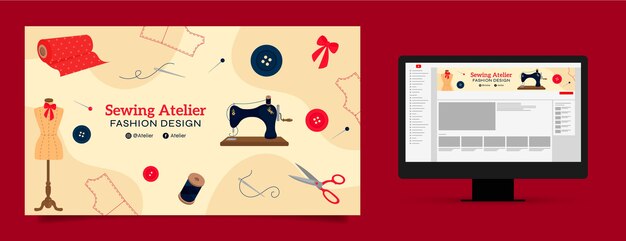 Arte de canal de youtube de atelier de moda dibujado a mano