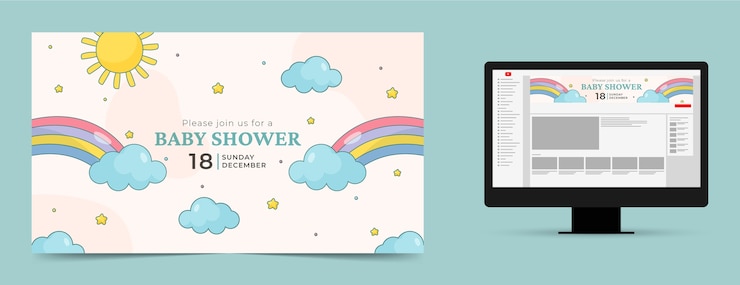Vector gratuito arte de canal de youtube de baby shower dibujado a mano