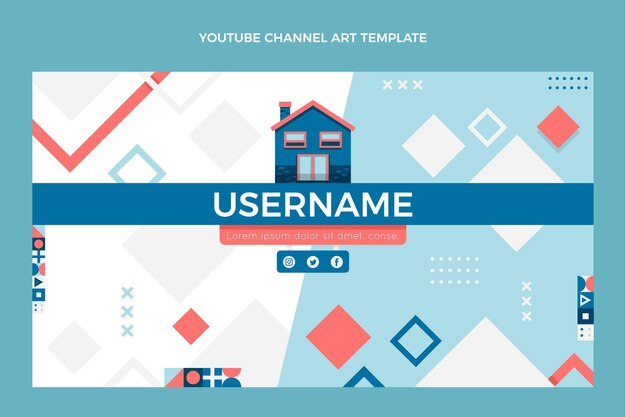 Arte del canal de youtube de bienes raíces geométricos abstractos planos