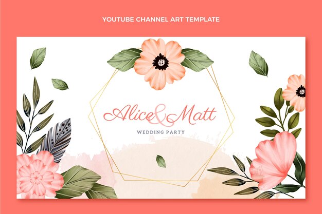 Vector gratuito arte del canal de youtube de la boda boho de la acuarela