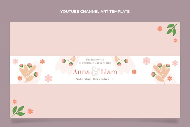 Vector gratuito arte del canal de youtube de boda floral