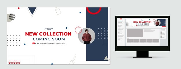 Arte de canal de youtube boutique minimalista de diseño plano