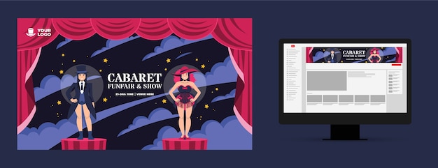 Arte de canal de youtube de cabaret plano