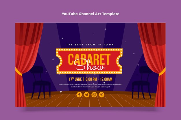 Arte de canal de youtube de cabaret plano