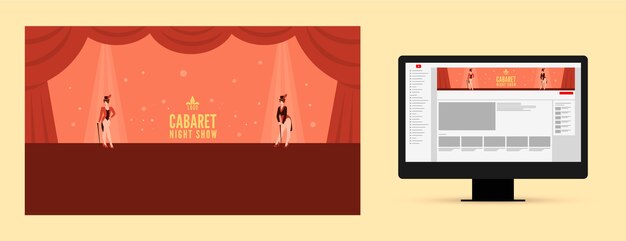 Arte de canal de youtube de cabaret plano
