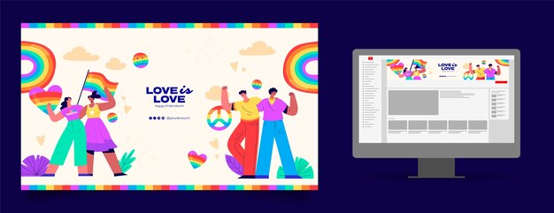 Arte del canal de Youtube para la celebración del mes del orgullo