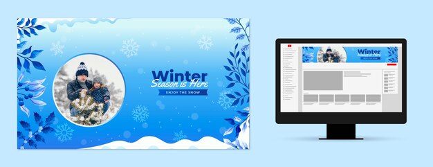 Arte del canal de Youtube para la celebración de la temporada de invierno.