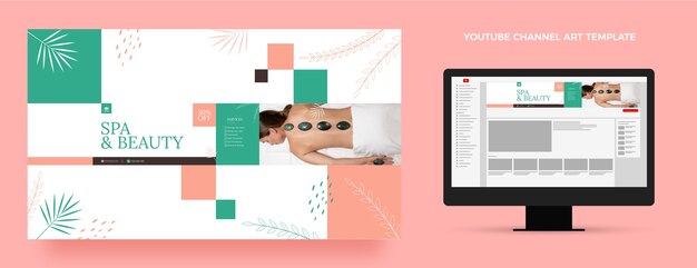Arte de canal de youtube de centro de belleza de diseño plano
