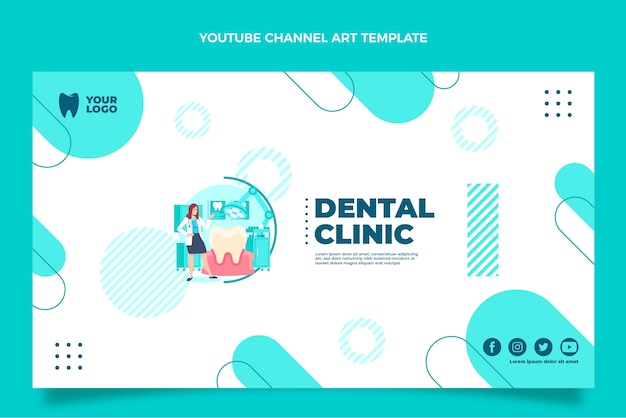 Arte de canal de youtube de clínica dental dibujada a mano
