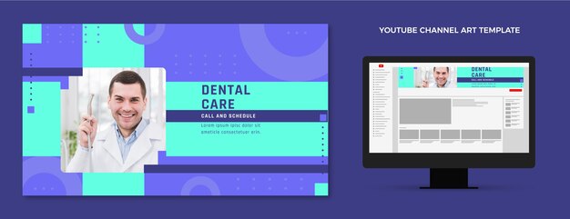 Vector gratuito arte de canal de youtube de clínica dental mínima