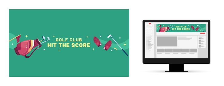 Vector gratuito arte de canal de youtube de club de golf dibujado a mano