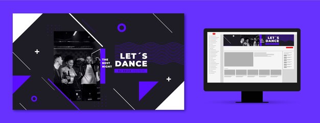 Arte de canal de youtube de club nocturno de diseño plano
