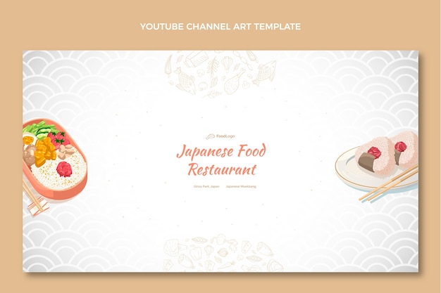 Vector gratuito arte del canal de youtube de comida dibujada a mano