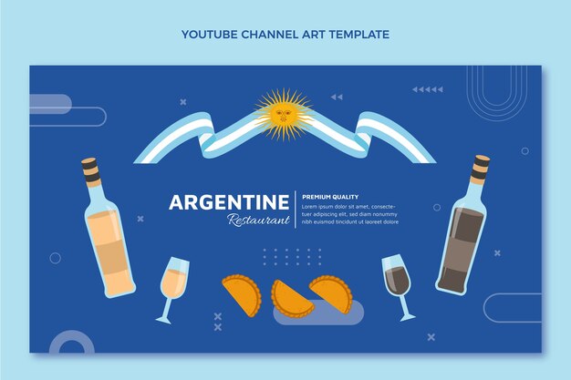 Arte de canal de youtube de comida de diseño plano