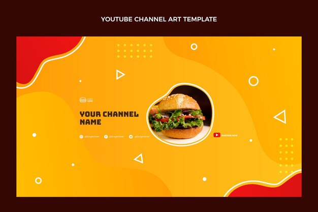 Vector gratuito arte del canal de youtube de comida plana