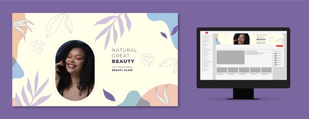 Arte de canal de youtube de concepto de belleza dibujado a mano
