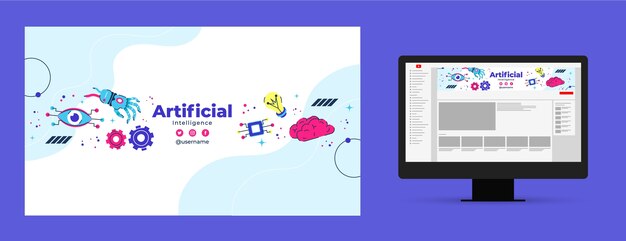 Arte del canal de youtube del concepto de inteligencia artificial.