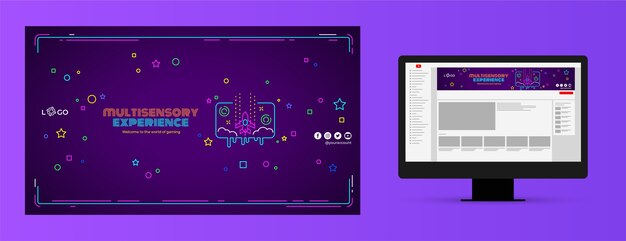 Arte de canal de youtube de concepto de juego de diseño plano