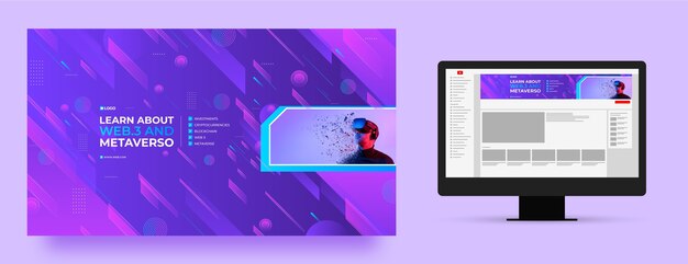Arte de canal de youtube de concepto de metaverso degradado