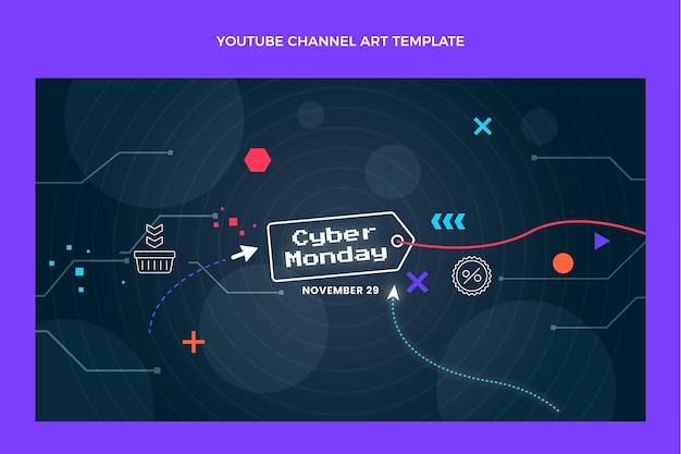 Arte del canal de youtube de cyber monday plano