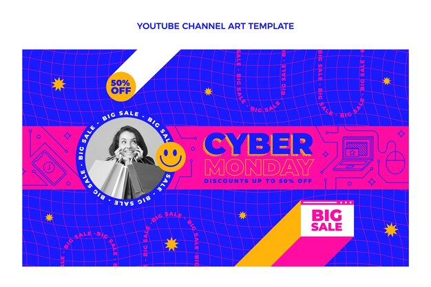 Arte del canal de youtube de cyber monday plano