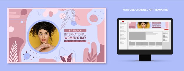 Arte del canal de youtube del día internacional de la mujer dibujado a mano