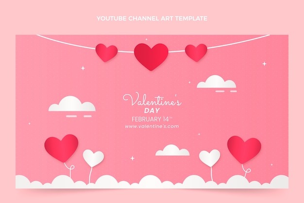 Arte del canal de youtube del día de san valentín degradado