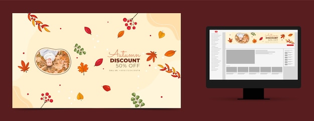 Arte de canal de youtube dibujado a mano para celebración de otoño