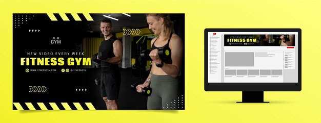 Arte de canal de youtube de entrenamiento de gimnasio