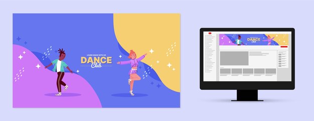 Arte de canal de youtube de escuela de baile dibujado a mano