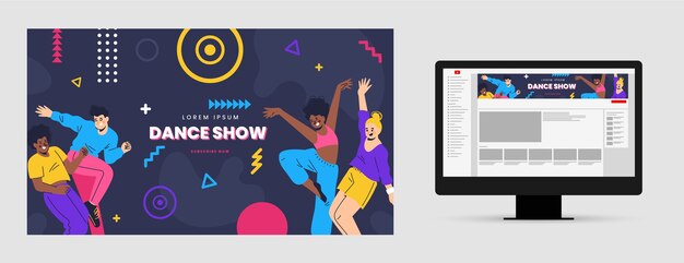 Arte de canal de youtube de espectáculo de danza dibujado a mano