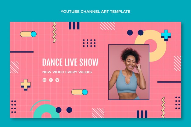 Arte de canal de youtube de espectáculo de danza de diseño plano