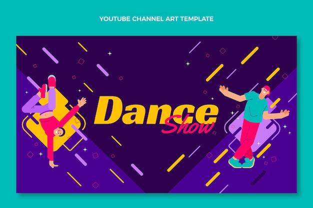 Arte de canal de youtube de espectáculo de danza de diseño plano