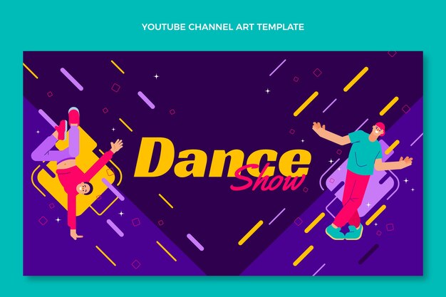 Arte de canal de youtube de espectáculo de danza de diseño plano