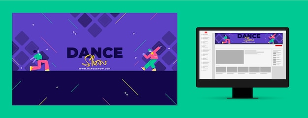 Arte de canal de youtube de espectáculo de danza de diseño plano