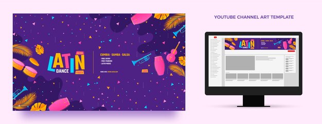 arte de canal de youtube de fiesta de baile latino degradado