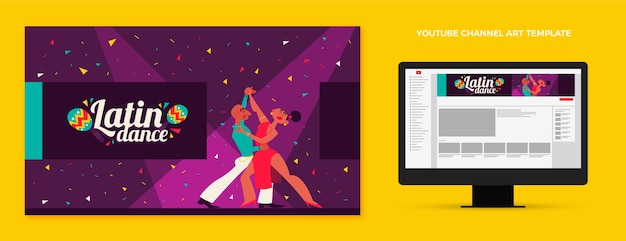 Arte de canal de youtube de fiesta de baile latino dibujado a mano