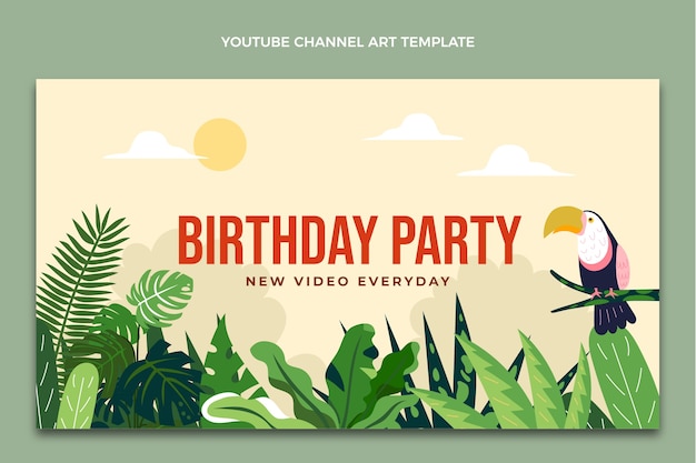 Arte de canal de youtube de fiesta de cumpleaños dibujado a mano