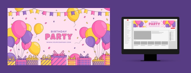 Arte del canal de youtube de la fiesta de cumpleaños de los niños