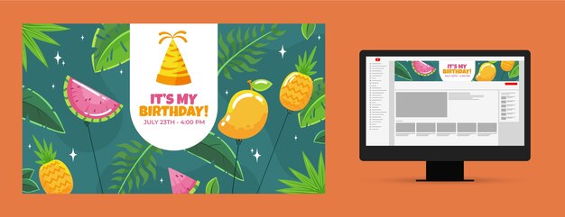Arte del canal de youtube de la fiesta de cumpleaños de la selva dibujada a mano