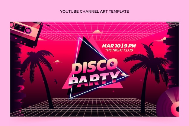 Arte del canal de youtube de la fiesta disco vaporwave degradado