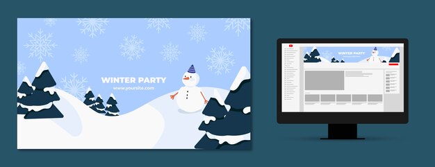 Arte de canal de youtube de fiesta de invierno dibujado a mano