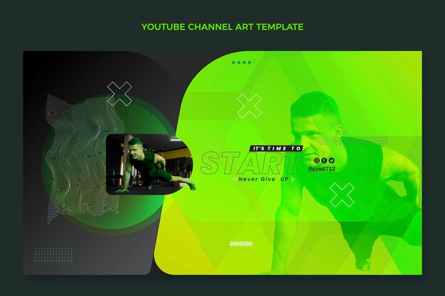 arte de canal de youtube de fitness degradado