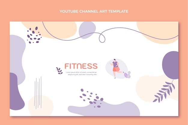 Vector gratuito arte de canal de youtube de fitness dibujado a mano